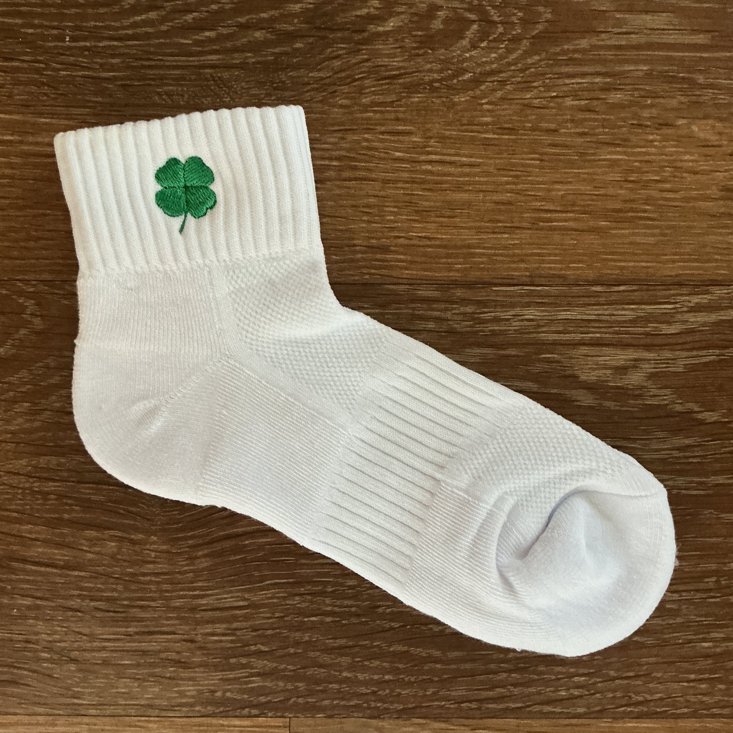 Embroidered Four-Leaf Clover Quarter Socks. Gift Idea. St. Patrick's Day