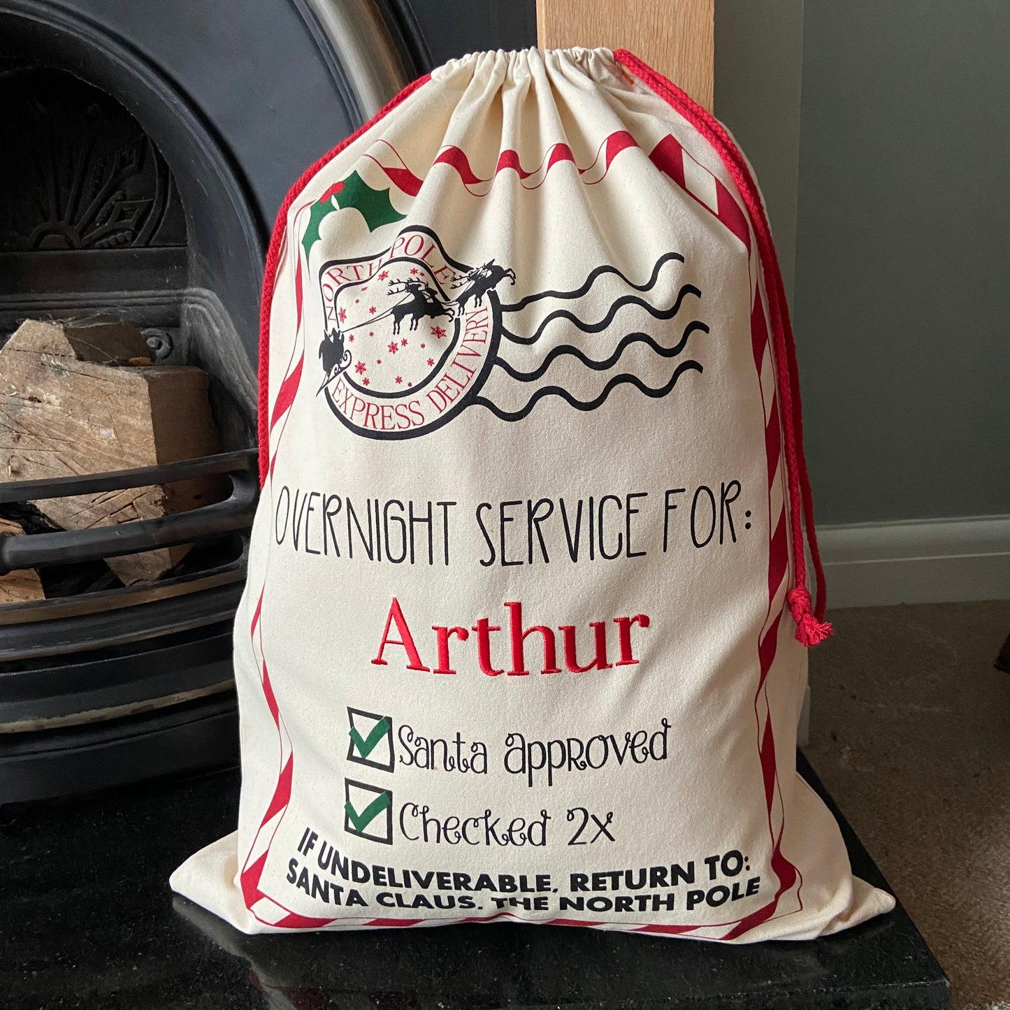 Personalised Embroidered Santa Approved Christmas Sack: Christmas Decor