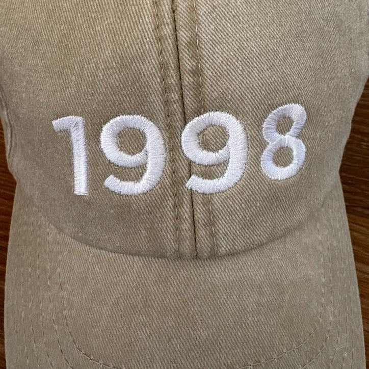 Personalised Year Adults Unisex Vintage Wash Embroidered Baseball Cap. Gift Idea