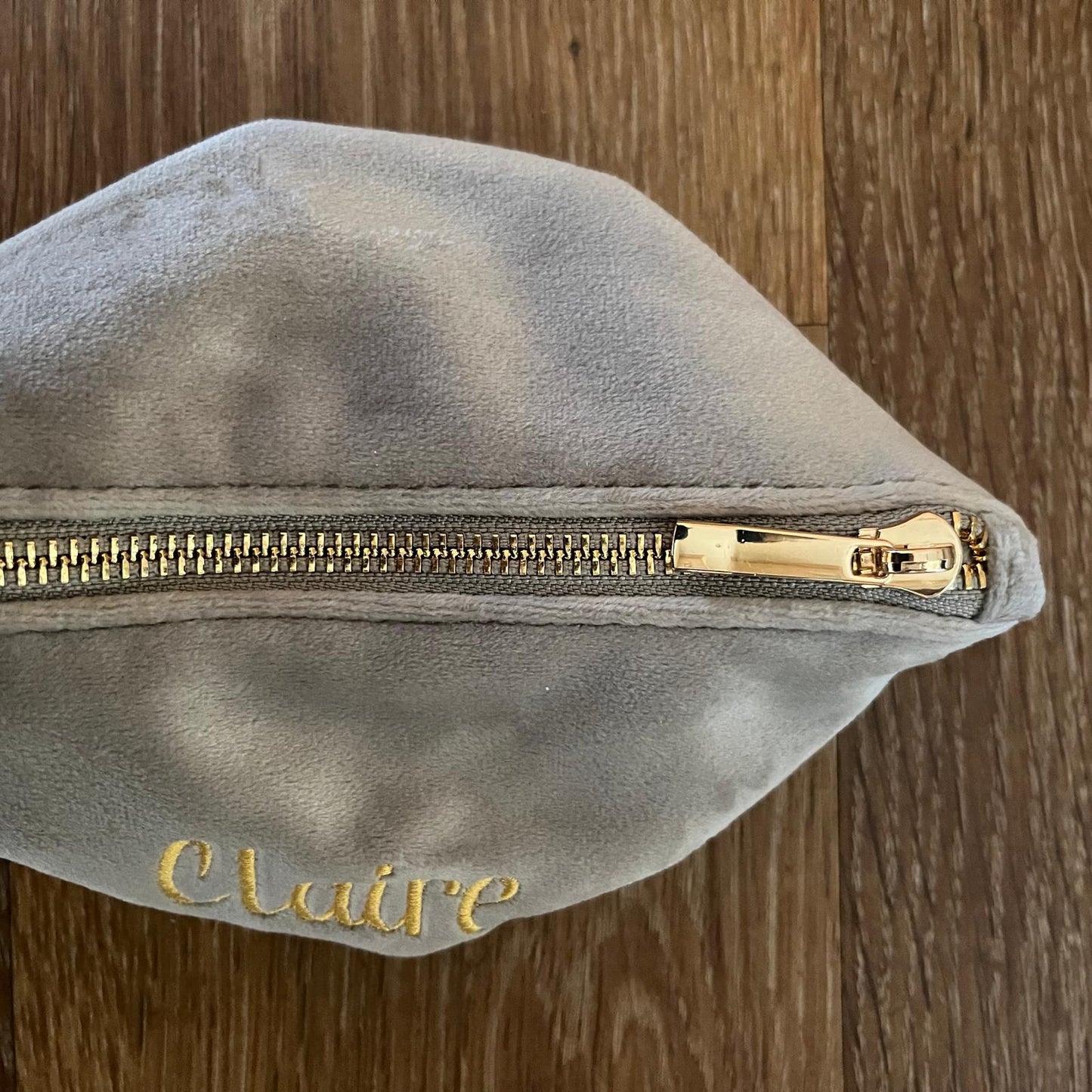 Personalised Embroidered Velvet Make up Cosmetics bag, Bridesmaid Gift, Travel Pouch.