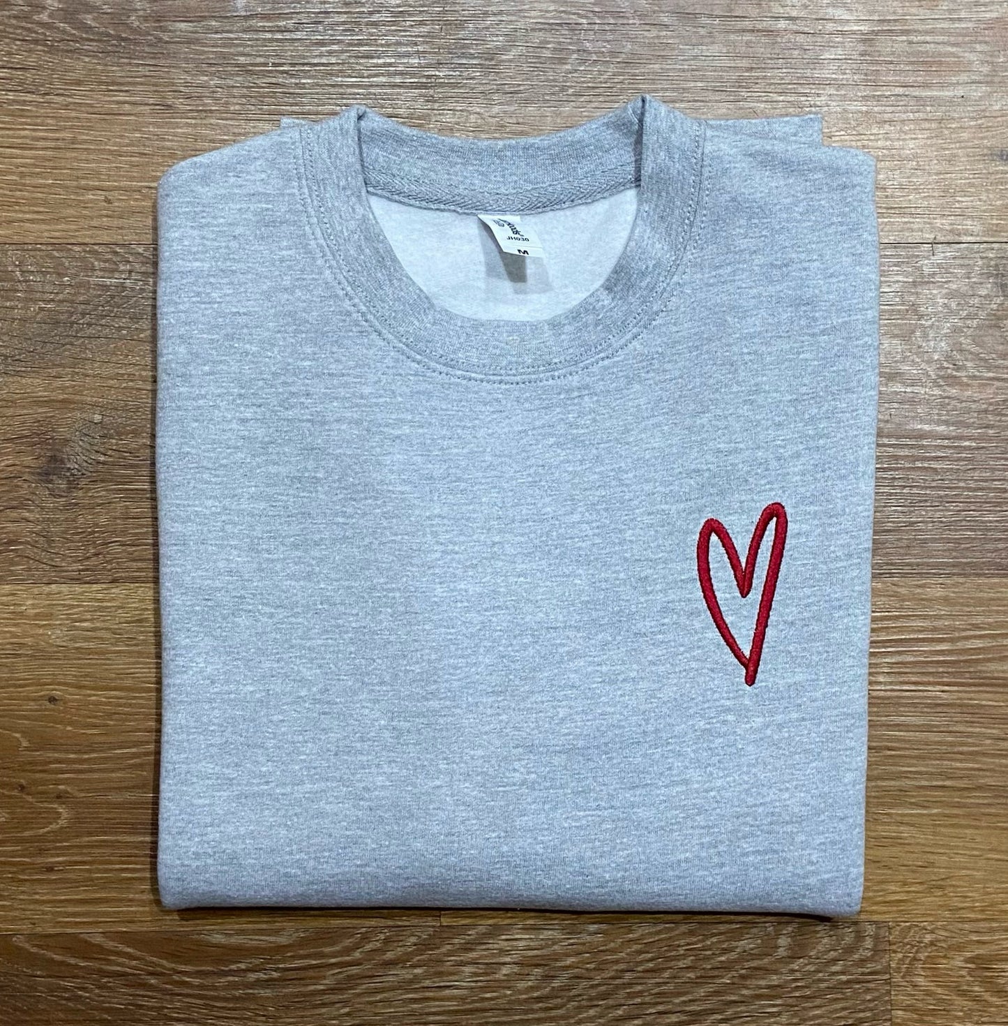 Pink Script Heart Design Embroidered Adults Unisex Sweatshirt. Gift Idea. Valentines